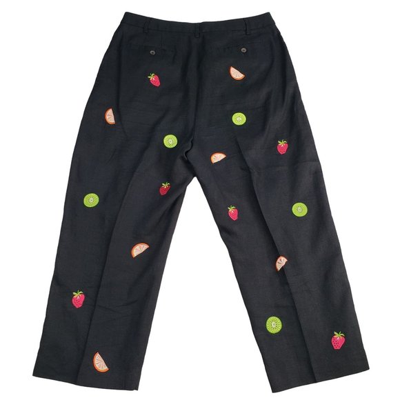 Mercer & Madison Petites Womens Linen Ankle Trouser Pant Size 12P Black Fruit - Picture 2 of 16